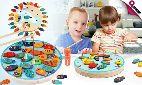 Magnetic Wooden Fishing Game for Toddlers!